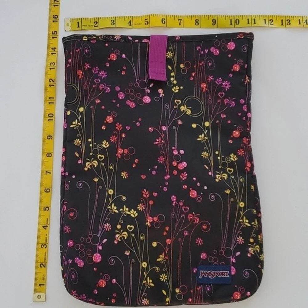 JANSPORT PADDED COMPUTER COVER/SLEEVE FLORAL BLACK PINK